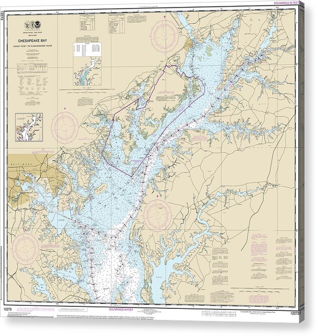 Nautical Chart-12273 Chesapeake Bay Sandy Point-susquehanna River - Acrylic Print