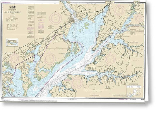 Nautical Chart-12274 Head-chesapeake Bay - Greeting Card