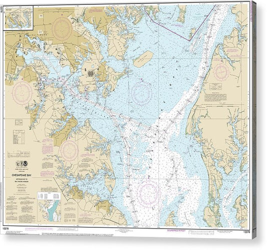 Nautical Chart-12278 Chesapeake Bay Approaches-baltimore Harbor - Acrylic Print