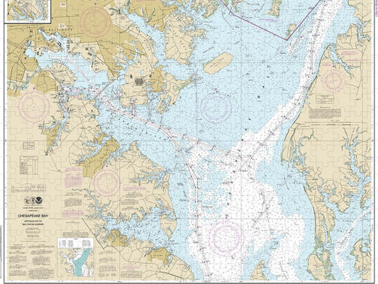 Nautical Chart-12278 Chesapeake Bay Approaches-baltimore Harbor - Puzzle