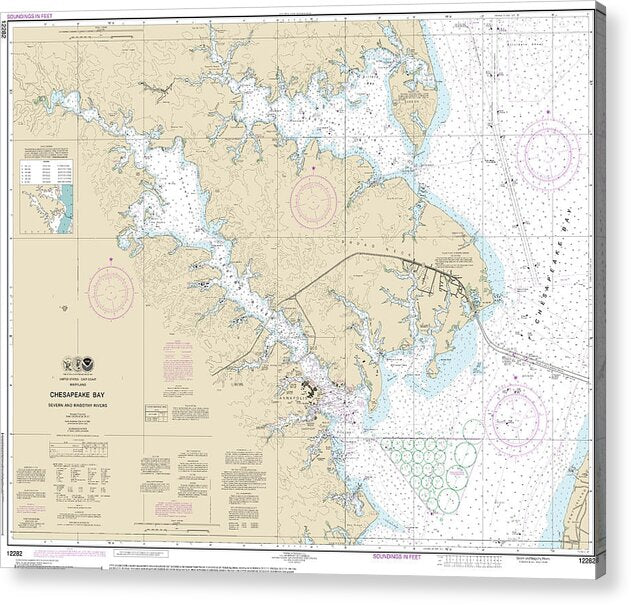 Nautical Chart-12282 Chesapeake Bay Severn-magothy Rivers - Acrylic Print