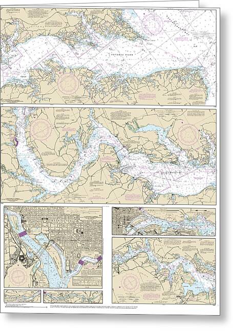 Nautical Chart-12285 Potomac River, District-columbia - Greeting Card