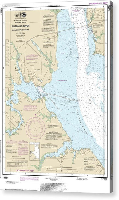 Nautical Chart-12287 Potomac River Dahlgren-vicinity - Acrylic Print