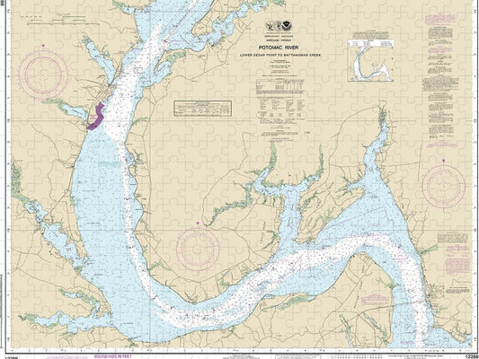 Nautical Chart-12288 Potomac River Lower Cedar Point-mattawoman Creek - Puzzle