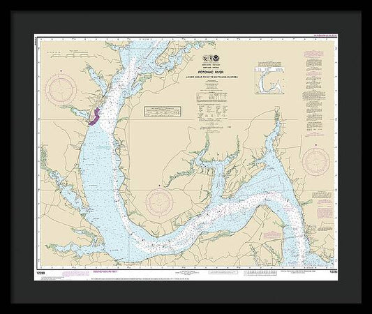 Nautical Chart-12288 Potomac River Lower Cedar Point-mattawoman Creek - Framed Print