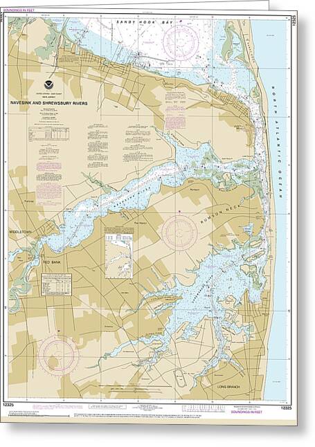 Nautical Chart-12325 Navesink-shrewsbury Rivers - Greeting Card
