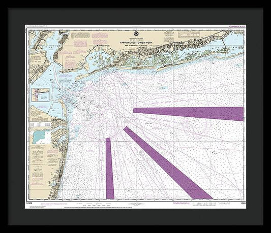 Nautical Chart-12326 Approaches-new York Fire Lsland Light-sea Girt - Framed Print