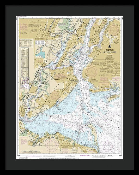 Nautical Chart-12327 New York Harbor - Framed Print