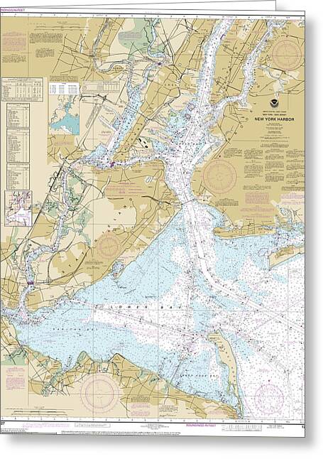 Nautical Chart-12327 New York Harbor - Greeting Card