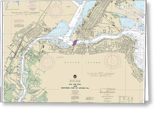 Nautical Chart-12333 Kill Van Kull-northern Part-arthur Kill - Greeting Card