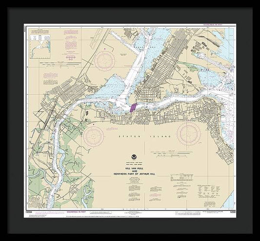 Nautical Chart-12333 Kill Van Kull-northern Part-arthur Kill - Framed Print