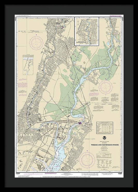 Nautical Chart-12337 Passaic-hackensack Rivers - Framed Print