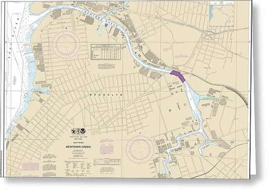 Nautical Chart-12338 East River Newtown Creek - Greeting Card