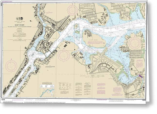 Nautical Chart-12339 East River Tallman Island-queensboro Bridge - Greeting Card