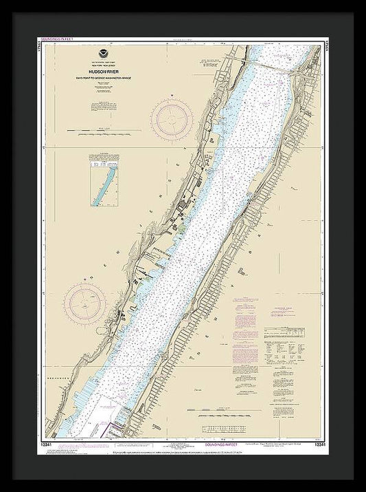 Nautical Chart-12341 Hudson River Days Point-george Washington Bridge - Framed Print