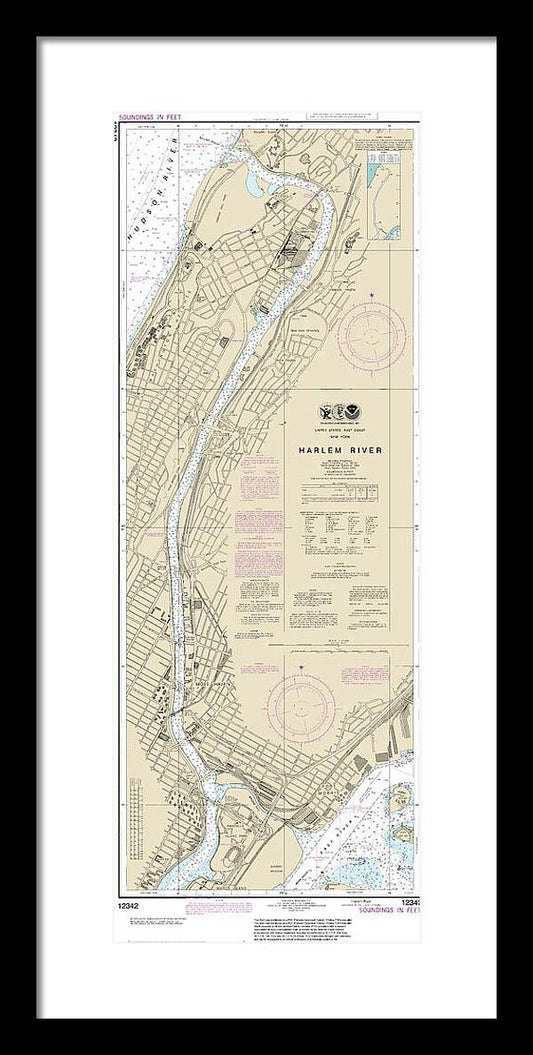 Nautical Chart-12342 Harlem River - Framed Print