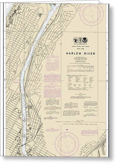 Nautical Chart-12342 Harlem River - Greeting Card