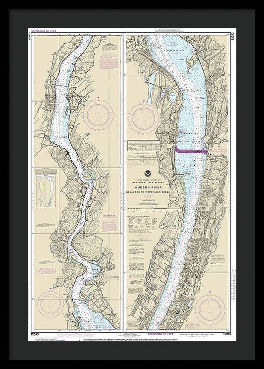 Nautical Chart-12343 Hudson River New York-wappinger Creek - Framed Print