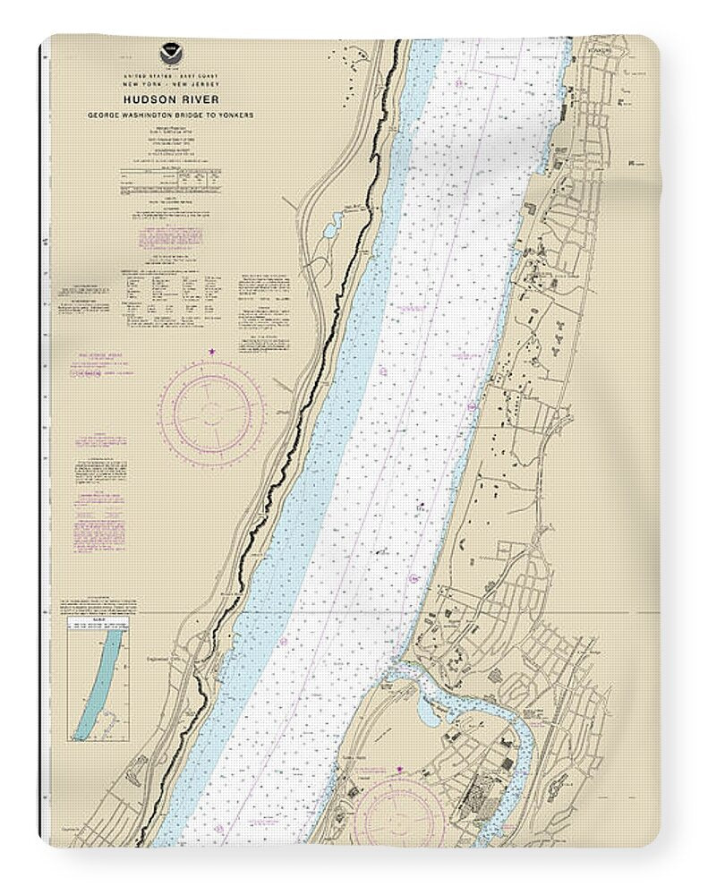 Nautical Chart-12345 Hudson River George Washington Bridge-yonkers - Blanket