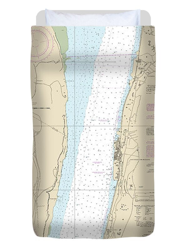 Nautical Chart-12346 Hudson River Yonkers-piermont - Duvet Cover