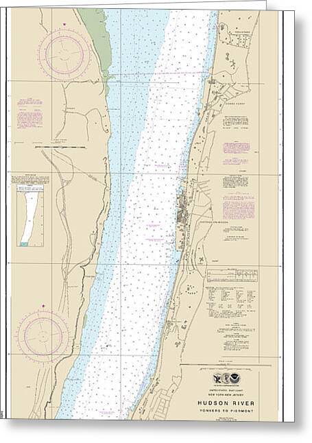 Nautical Chart-12346 Hudson River Yonkers-piermont - Greeting Card