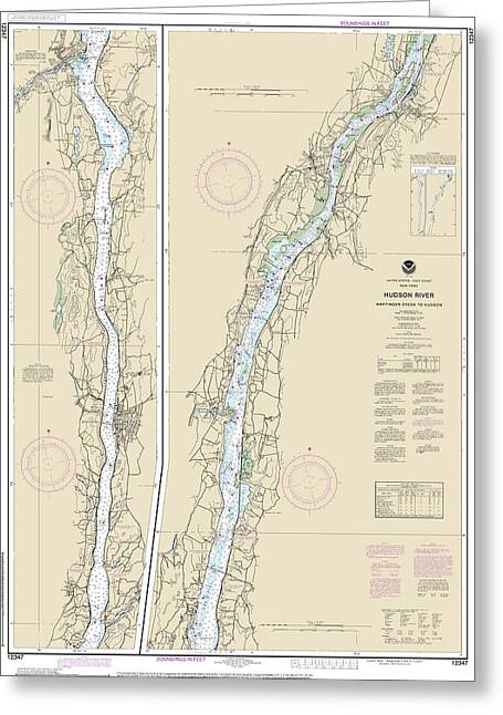 Nautical Chart-12347 Hudson River Wappinger Creek-hudson - Greeting Card