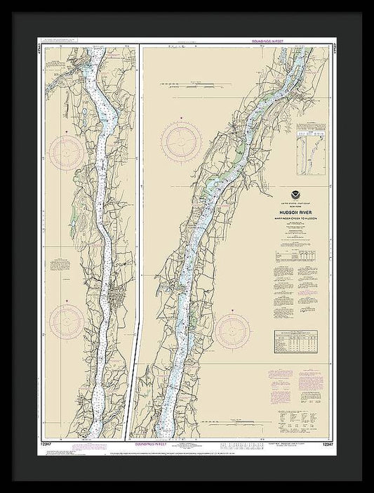 Nautical Chart-12347 Hudson River Wappinger Creek-hudson - Framed Print