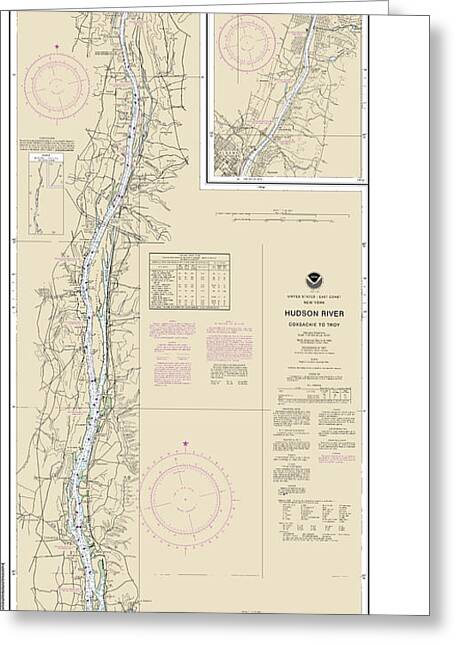 Nautical Chart-12348 Hudson River Coxsackie-troy - Greeting Card