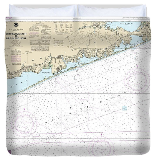 Nautical Chart-12353 Shinnecock Light-fire Island Light - Duvet Cover