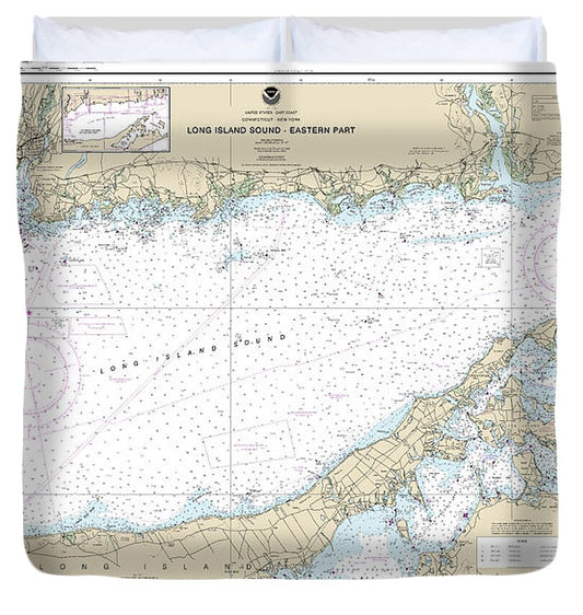 Nautical Chart-12354 Long Island Sound Eastern Part - Duvet Cover