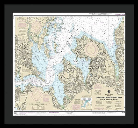 Nautical Chart-12366 Long Island Sound-east River Hempstead Harbor-tallman Island - Framed Print