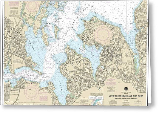 Nautical Chart-12366 Long Island Sound-east River Hempstead Harbor-tallman Island - Greeting Card
