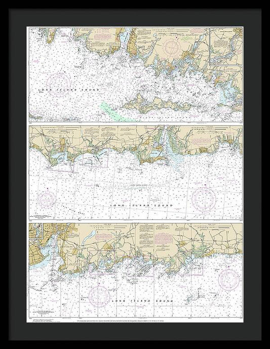 Nautical Chart-12372 Long Island Sound-watch Hill-new Haven Harbor - Framed Print