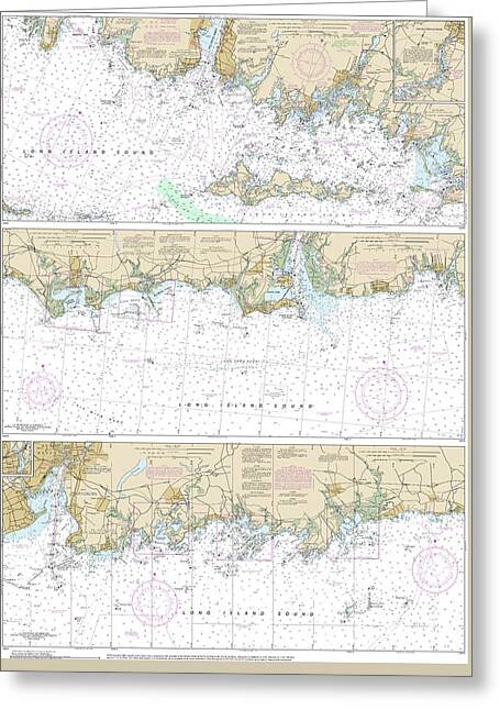 Nautical Chart-12372 Long Island Sound-watch Hill-new Haven Harbor - Greeting Card