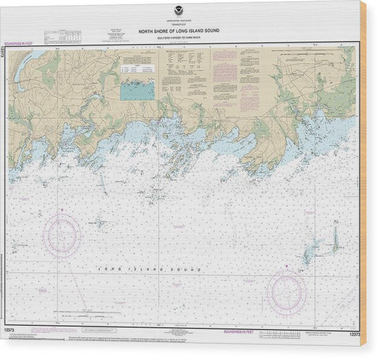 Nautical Chart-12373 North Shore-long Island Sound Guilford Harbor-farm River - Wood Print
