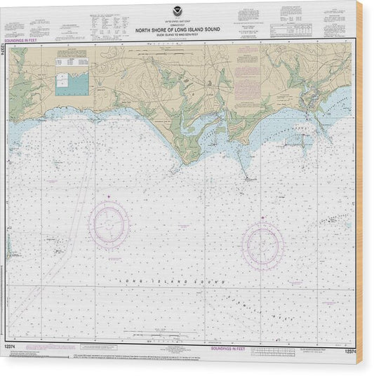 Nautical Chart-12374 North Shore-long Island Sound Duck Island-madison Reef - Wood Print