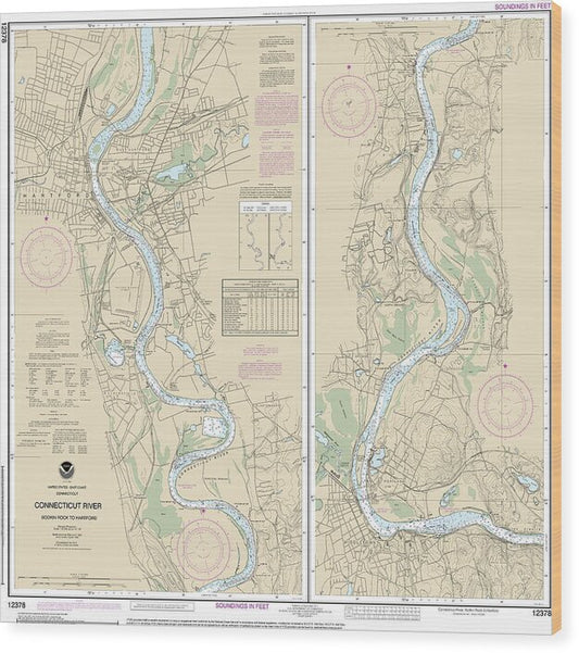 Nautical Chart-12378 Connecticut River Bodkin Rock-hartford - Wood Print