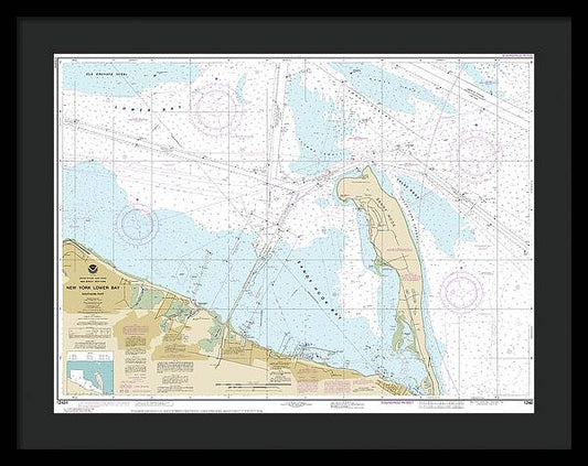 Nautical Chart-12401 New York Lower Bay Southern Part - Framed Print