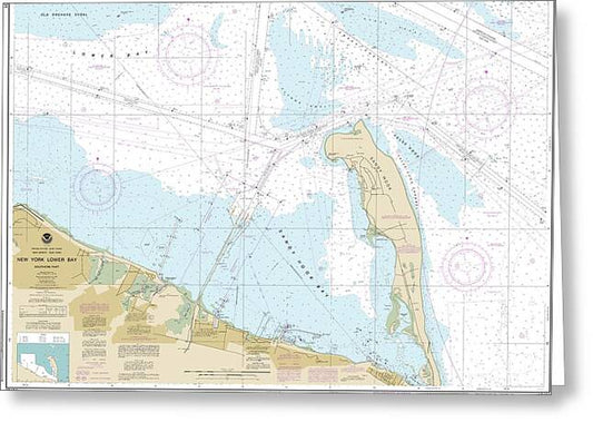 Nautical Chart-12401 New York Lower Bay Southern Part - Greeting Card