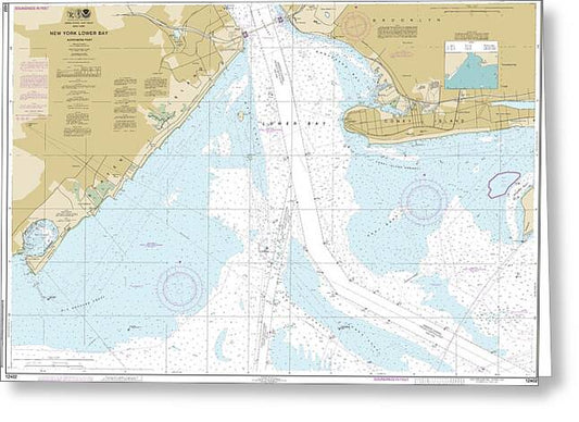 Nautical Chart-12402 New York Lower Bay Northern Part - Greeting Card