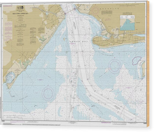 Nautical Chart-12402 New York Lower Bay Northern Part - Wood Print