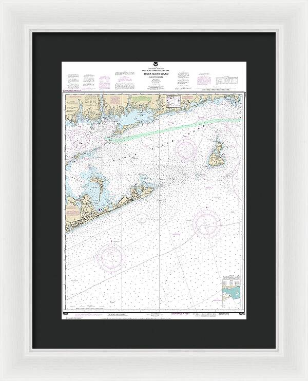Nautical Chart-13205 Block Island Sound-approaches - Framed Print