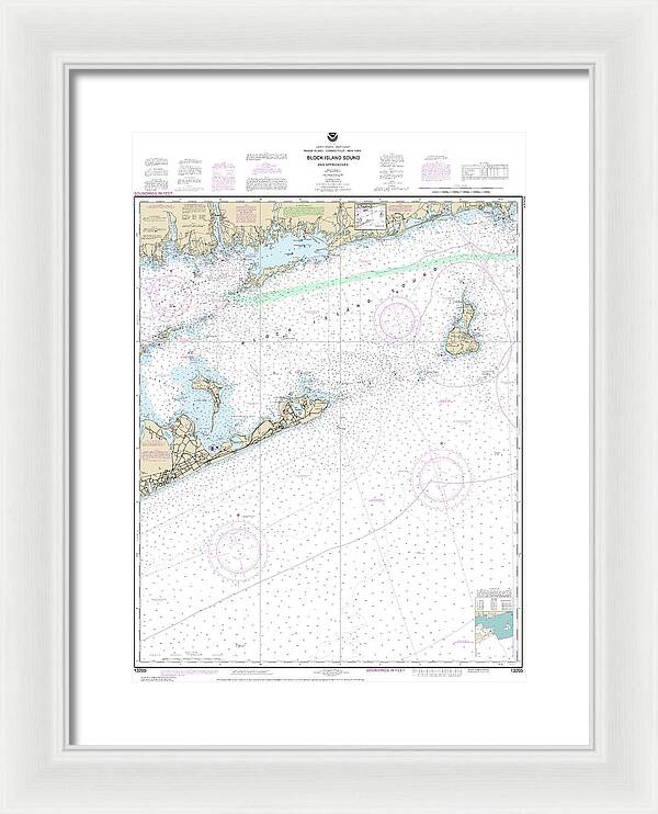 Nautical Chart-13205 Block Island Sound-approaches - Framed Print