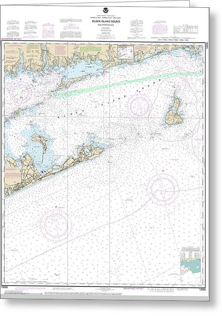 Nautical Chart-13205 Block Island Sound-approaches - Greeting Card