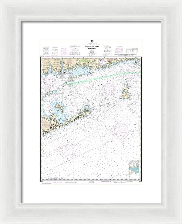 Nautical Chart-13205 Block Island Sound-approaches - Framed Print