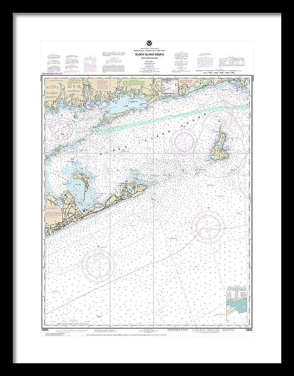Nautical Chart-13205 Block Island Sound-approaches - Framed Print