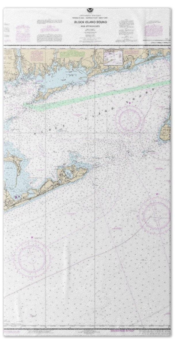 Nautical Chart-13205 Block Island Sound-approaches - Beach Towel