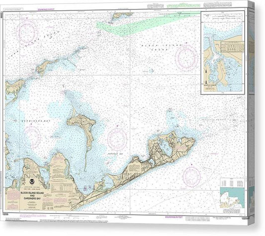 Nautical Chart-13209 Block Island Sound-gardiners Bay, Montauk Harbor - Canvas Print