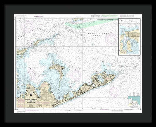 Nautical Chart-13209 Block Island Sound-gardiners Bay, Montauk Harbor - Framed Print