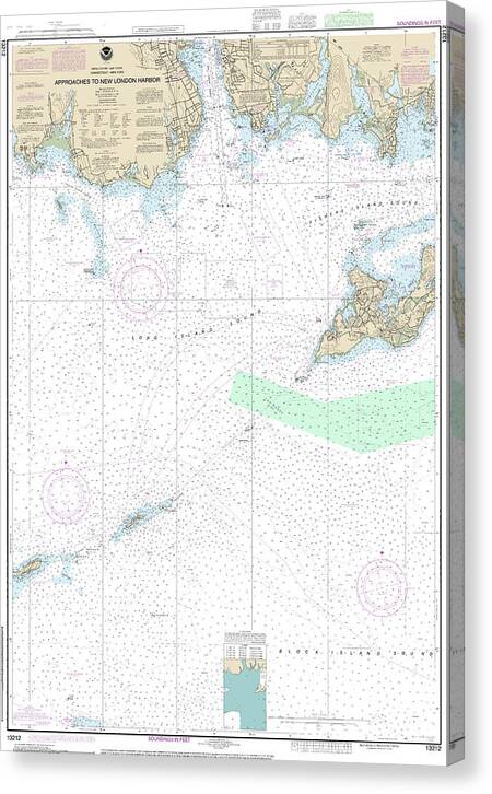 Nautical Chart-13212 Approaches-new London Harbor - Canvas Print